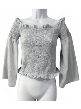 Y2K Womens Top Off the shoulder smocked coquette fairy festival boho euro summer